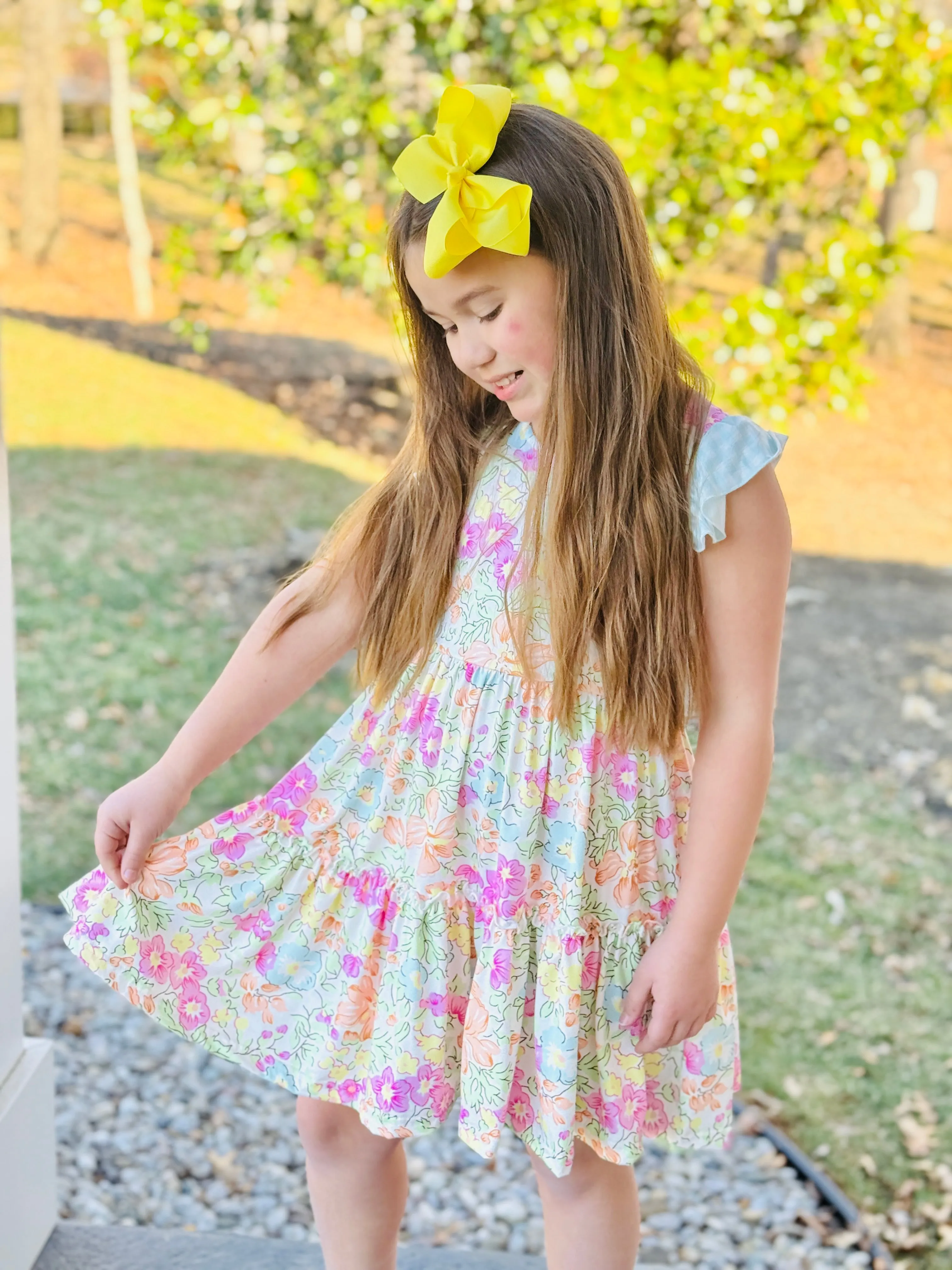 Summer Muted Florals Tiered Twirl Dress Everyday Movement Tulle Air