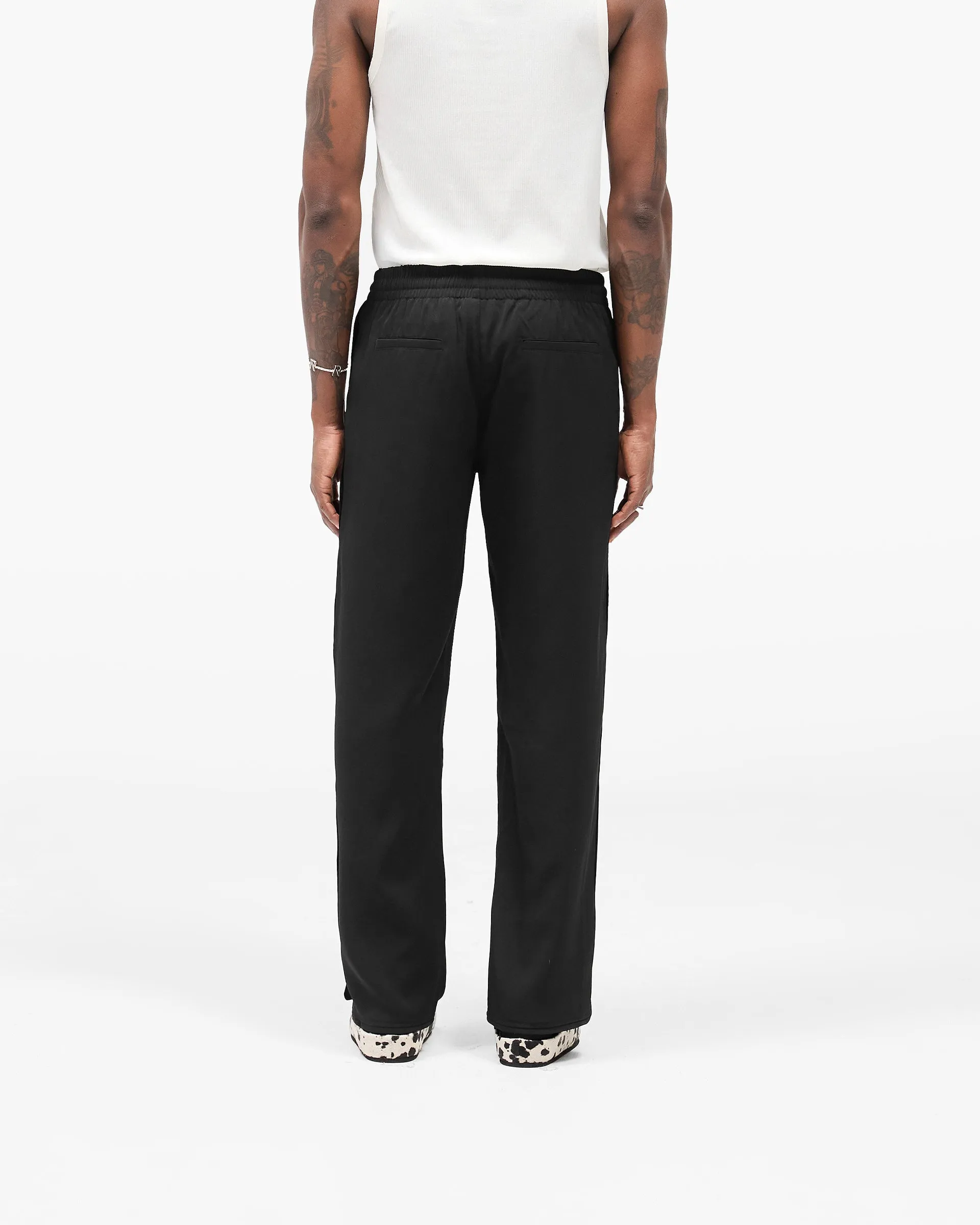 Piped Track Pant - Jet Black Stretchy Waist