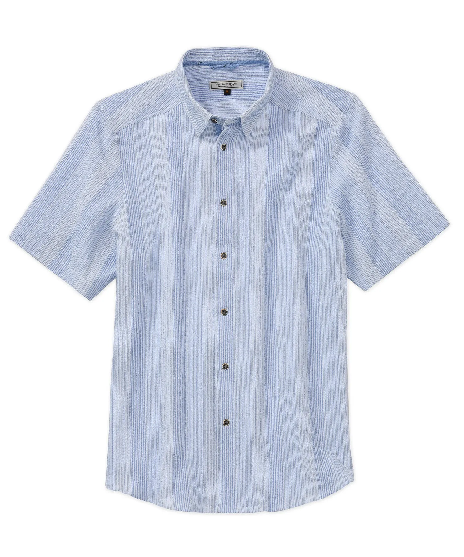 Checkered Print Seersucker Stripe Sport Shirt