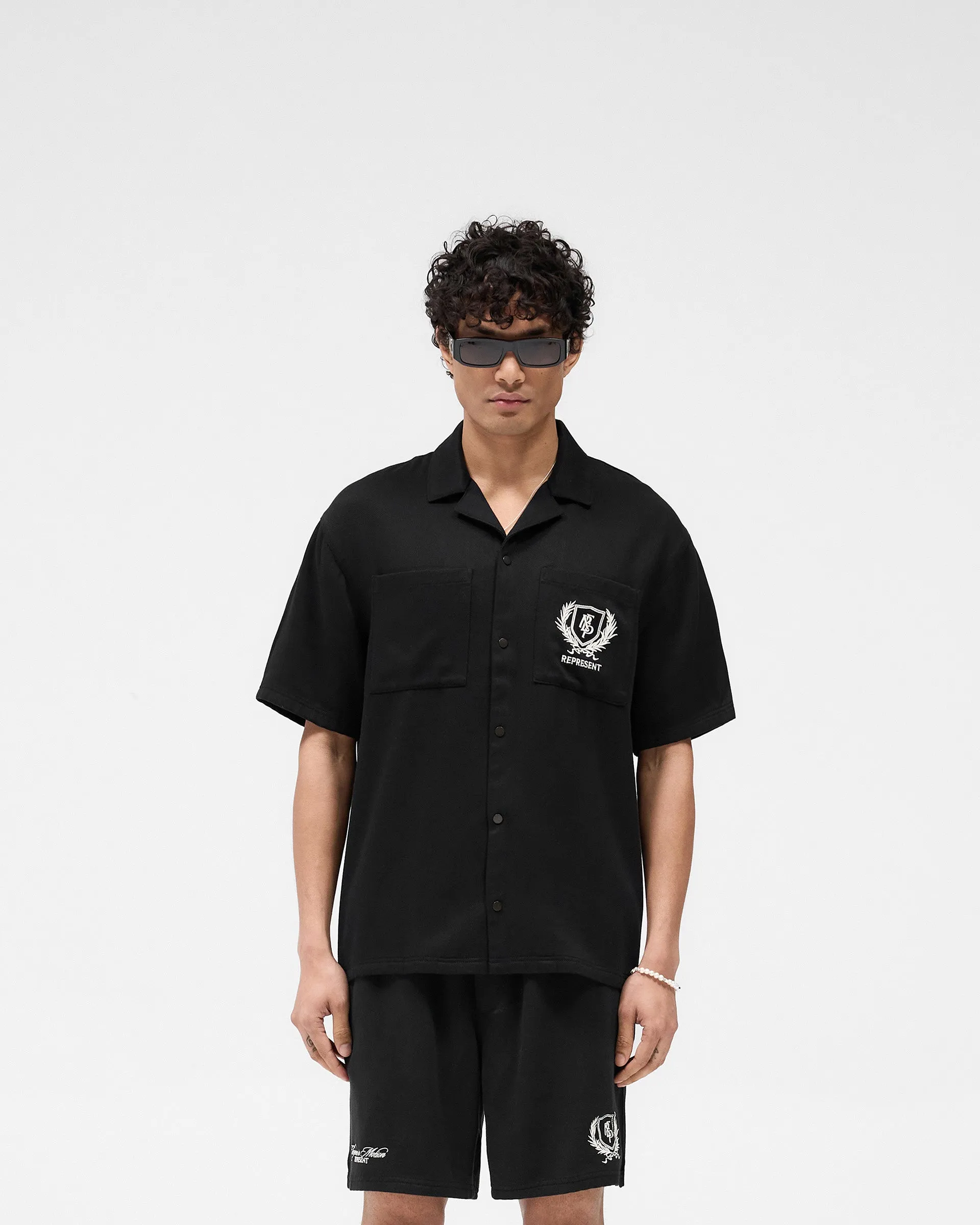 Represent Crest Shirt - Jet Black Monochrome Palette Petite Cut