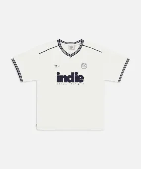 The League Tee - White/Navy WrinkleResistant Roomy Design