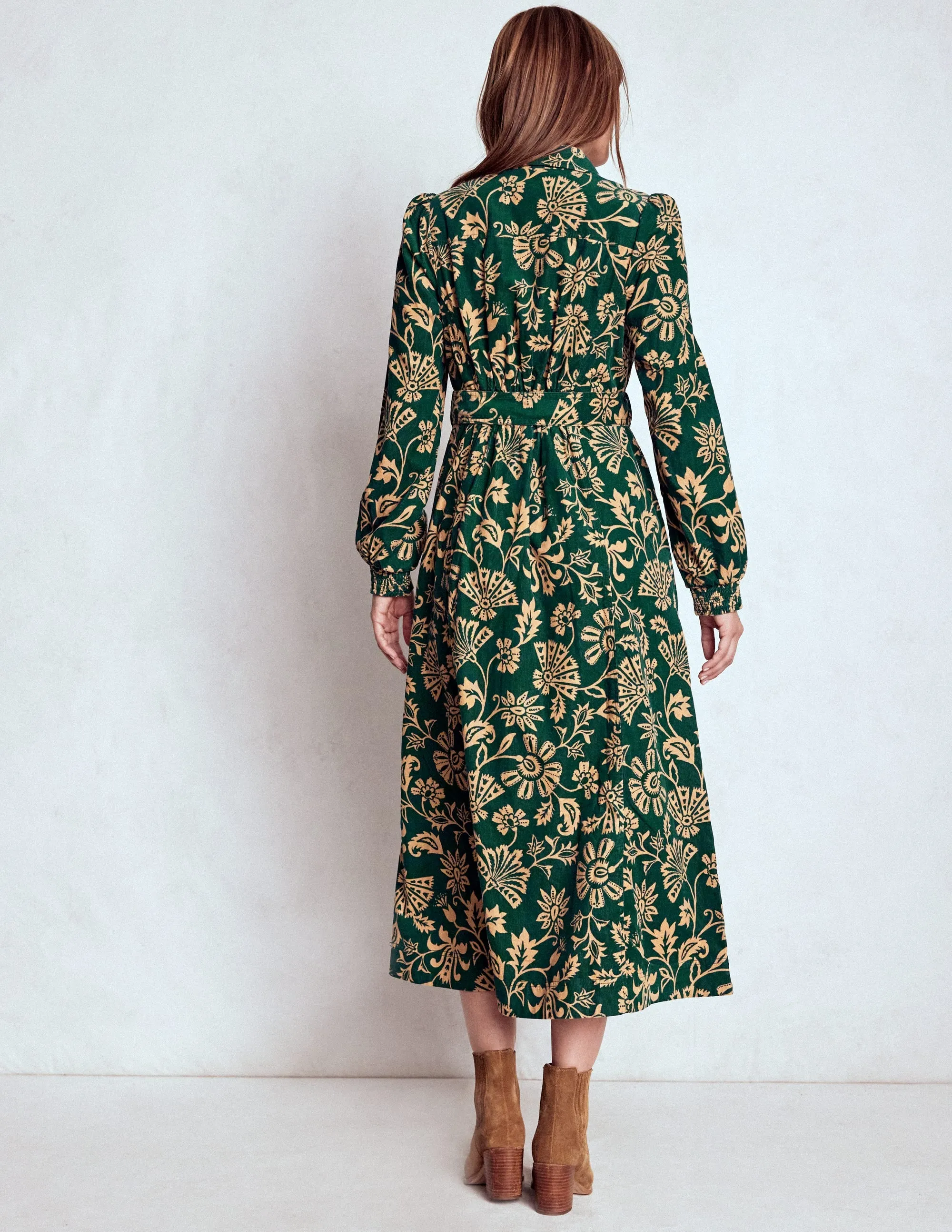 hypoallergenic Adelaide Zip Cord Midi Dress-Emerald Night, Elaborate Vine