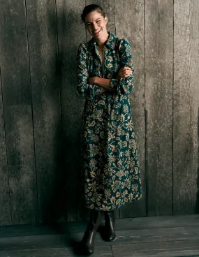 Sporty Look Silky texture Adelaide Zip Cord Midi Dress-Emerald Night, Elaborate Vine