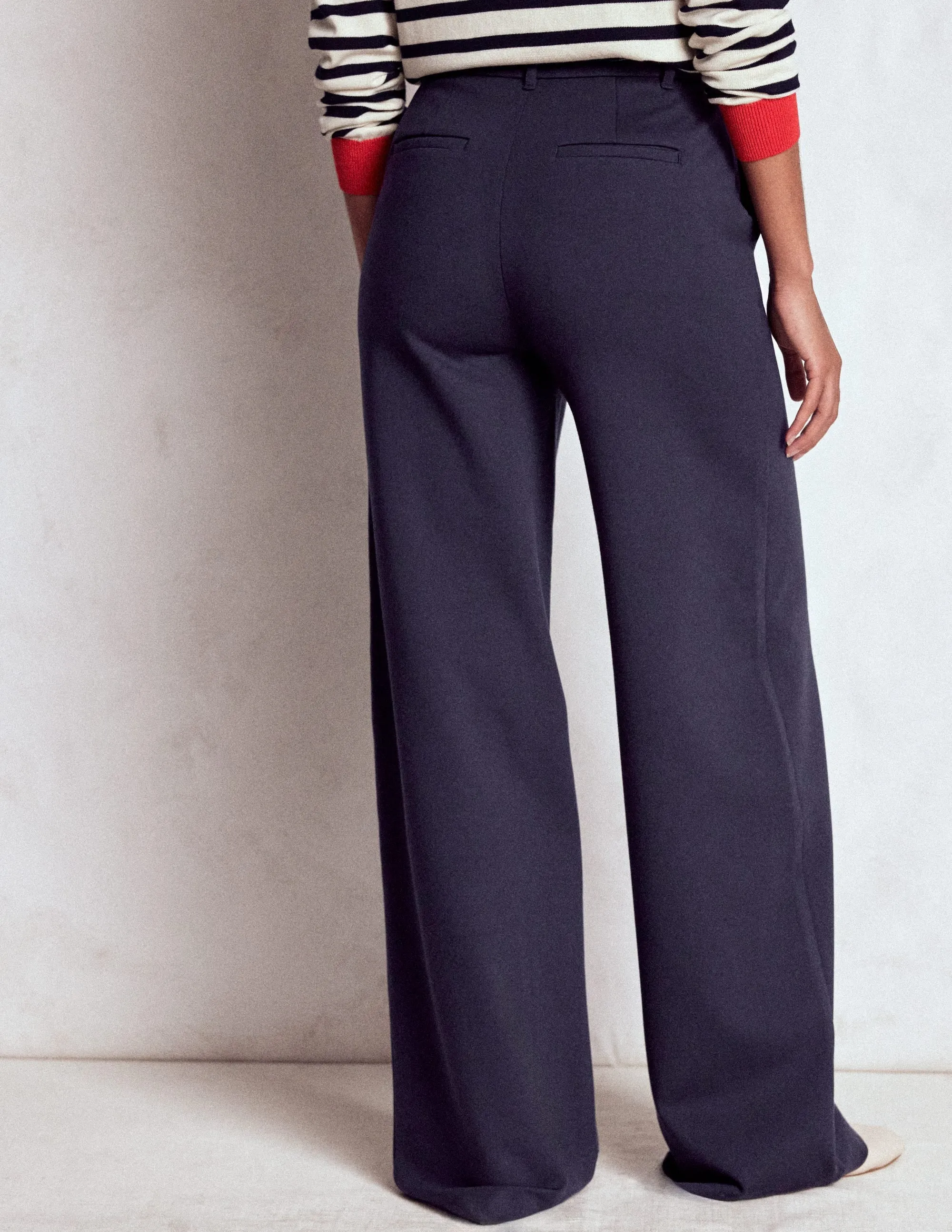 Tapered leg Chilly Weather Comfort Belgravia Ponte Trousers-Navy