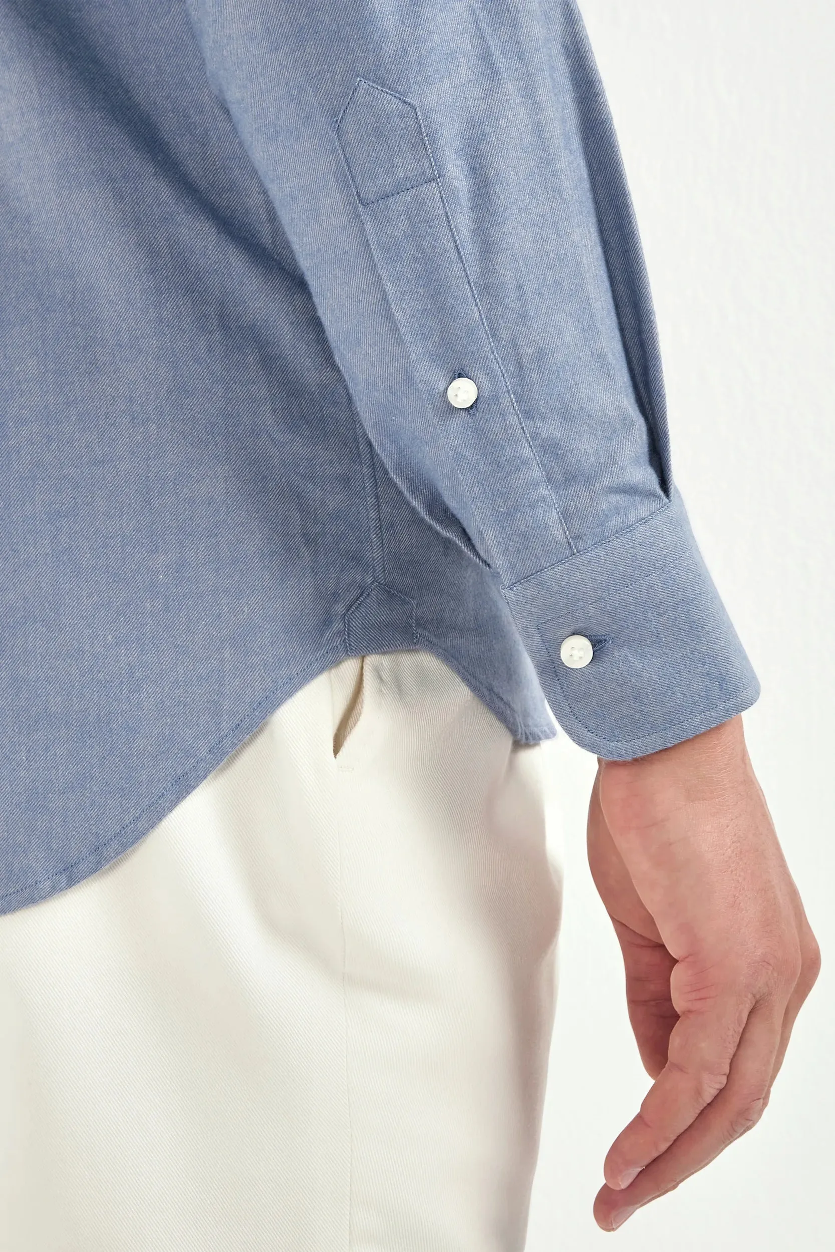 Avio brushed cotton shirt - Made In Italy Gloss Fit HighElasticity