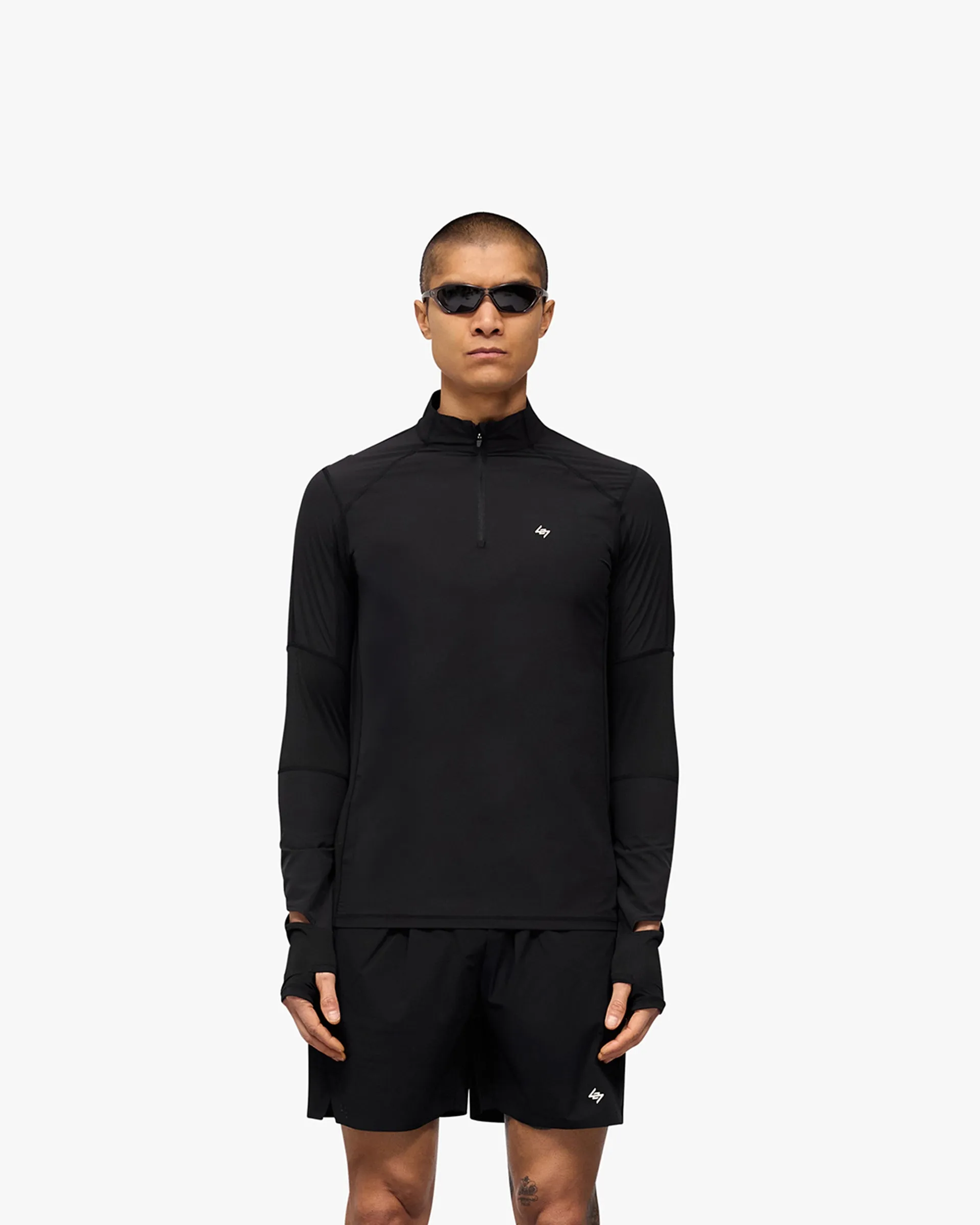 No Roll Collar Technology 247 Run Quarter Zip - Jet Black