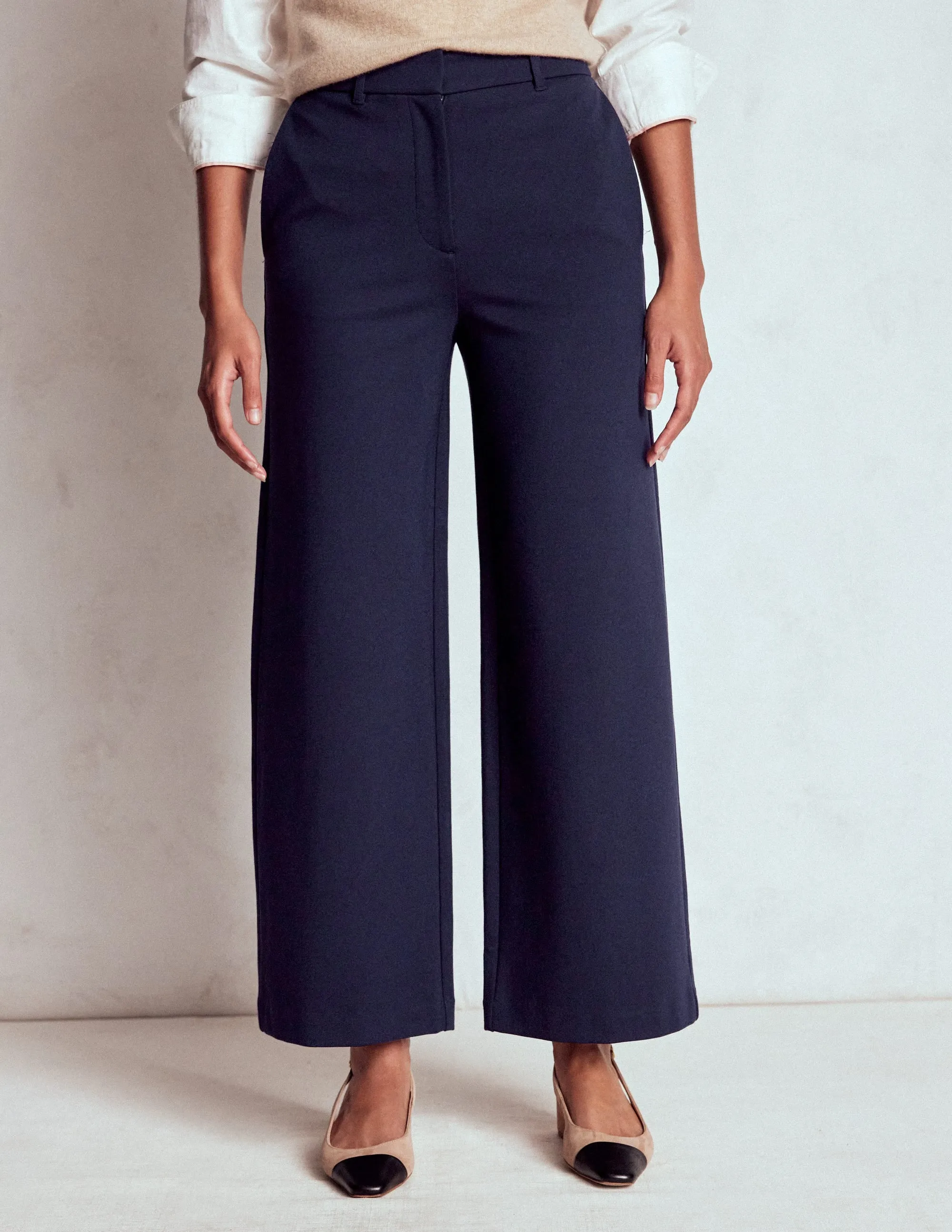 Belgravia Ponte Crop Trousers-Navy Stretch Support Stretch Motion