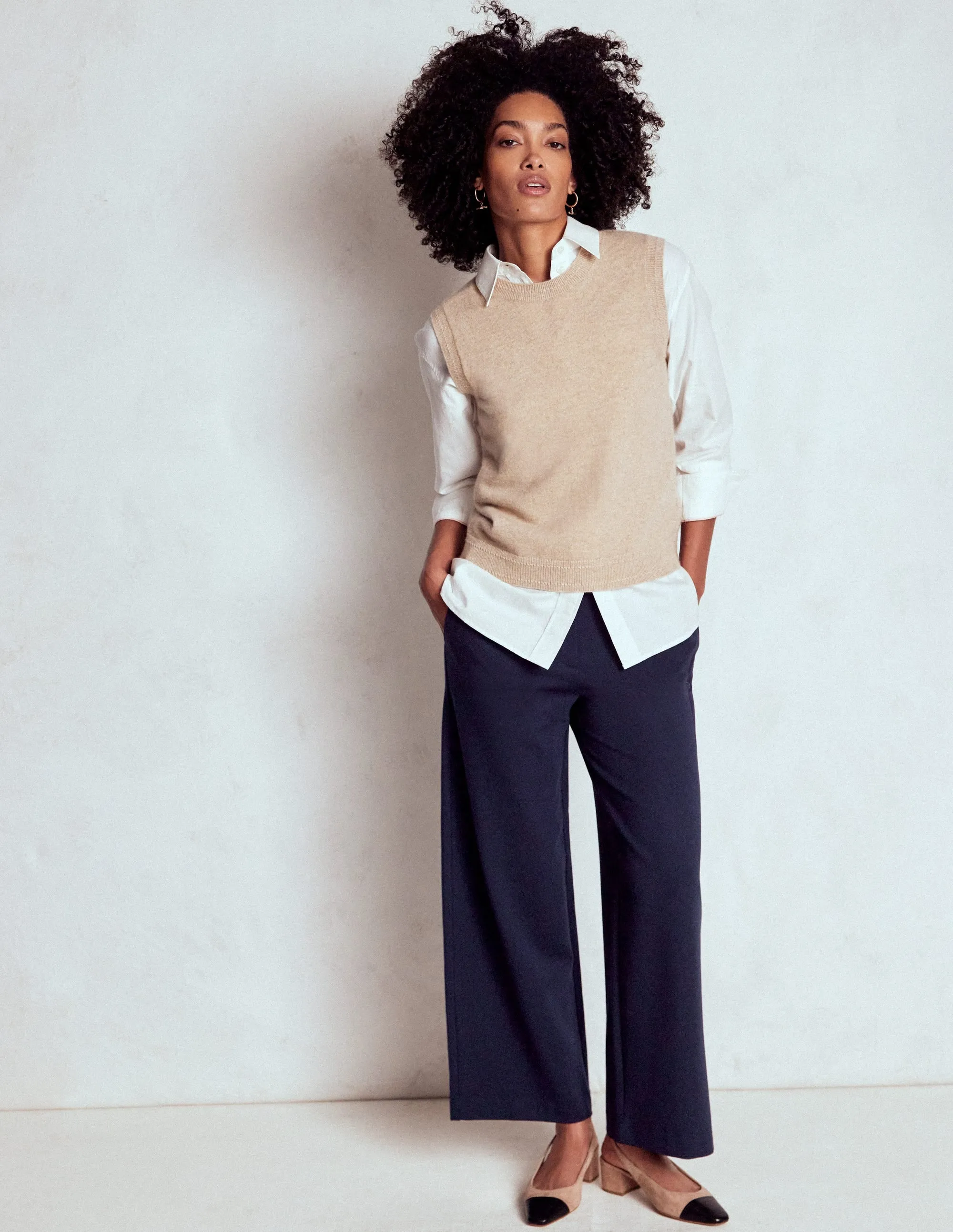 Belgravia Ponte Crop Trousers-Navy Snug Fit