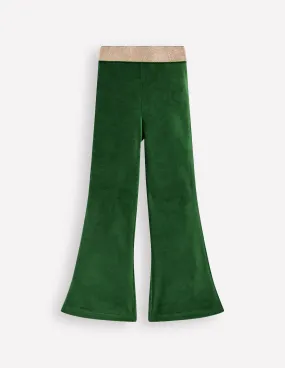 Velvet Flared Leggings-Pine Green Smart Design