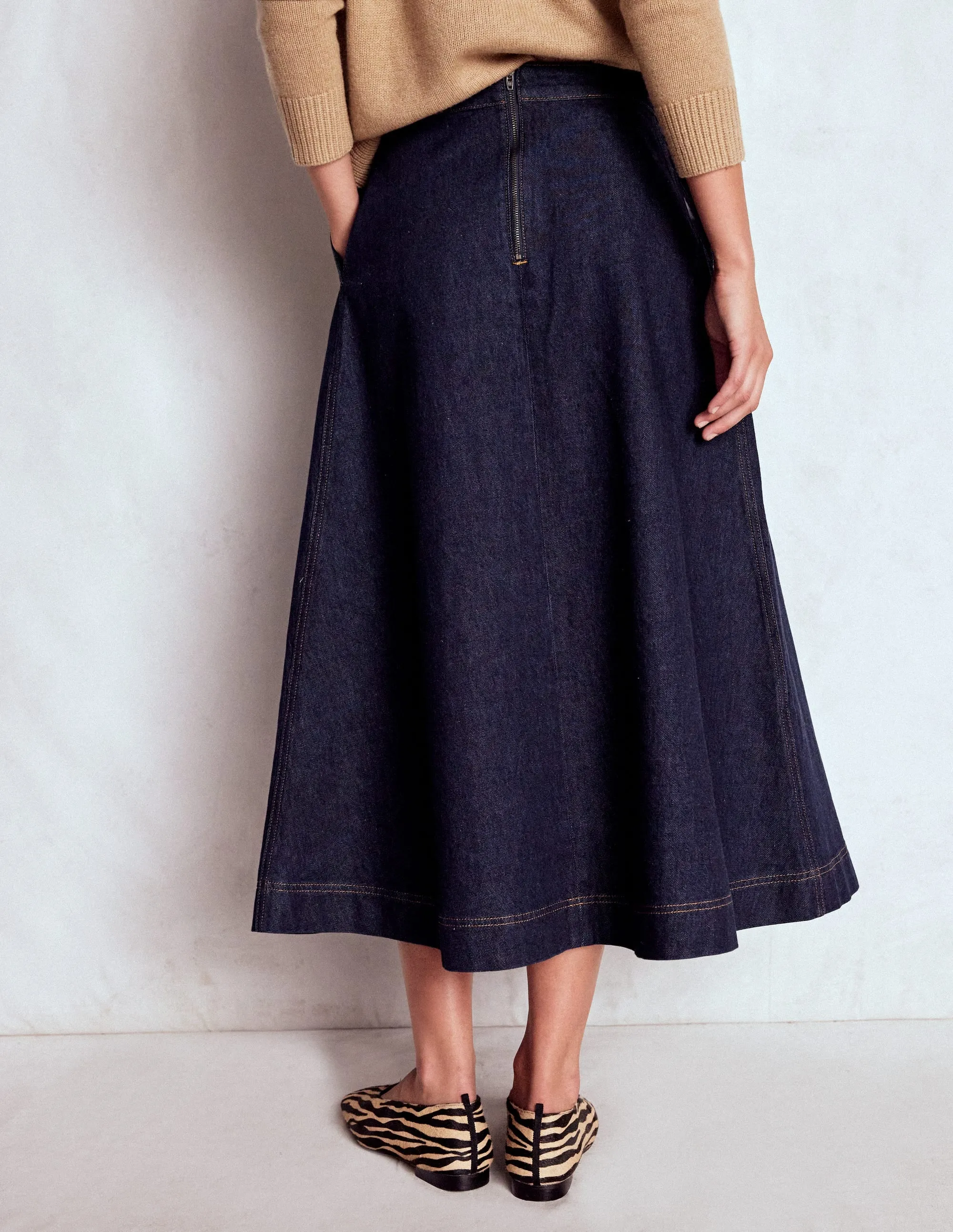 Verity Denim Midi Skirt-Indigo Handmade Item