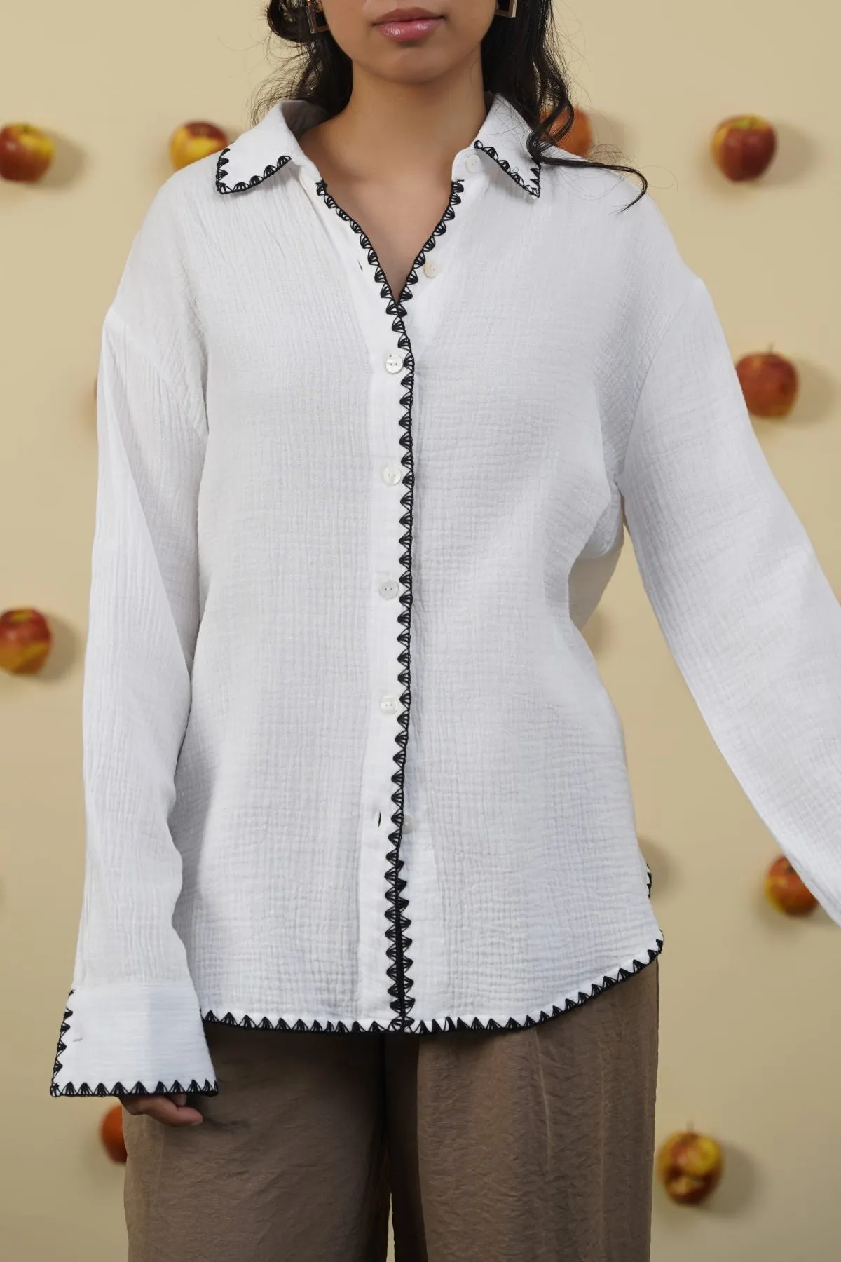 Shimmer Effect MUSLIN RESORT SHIRT