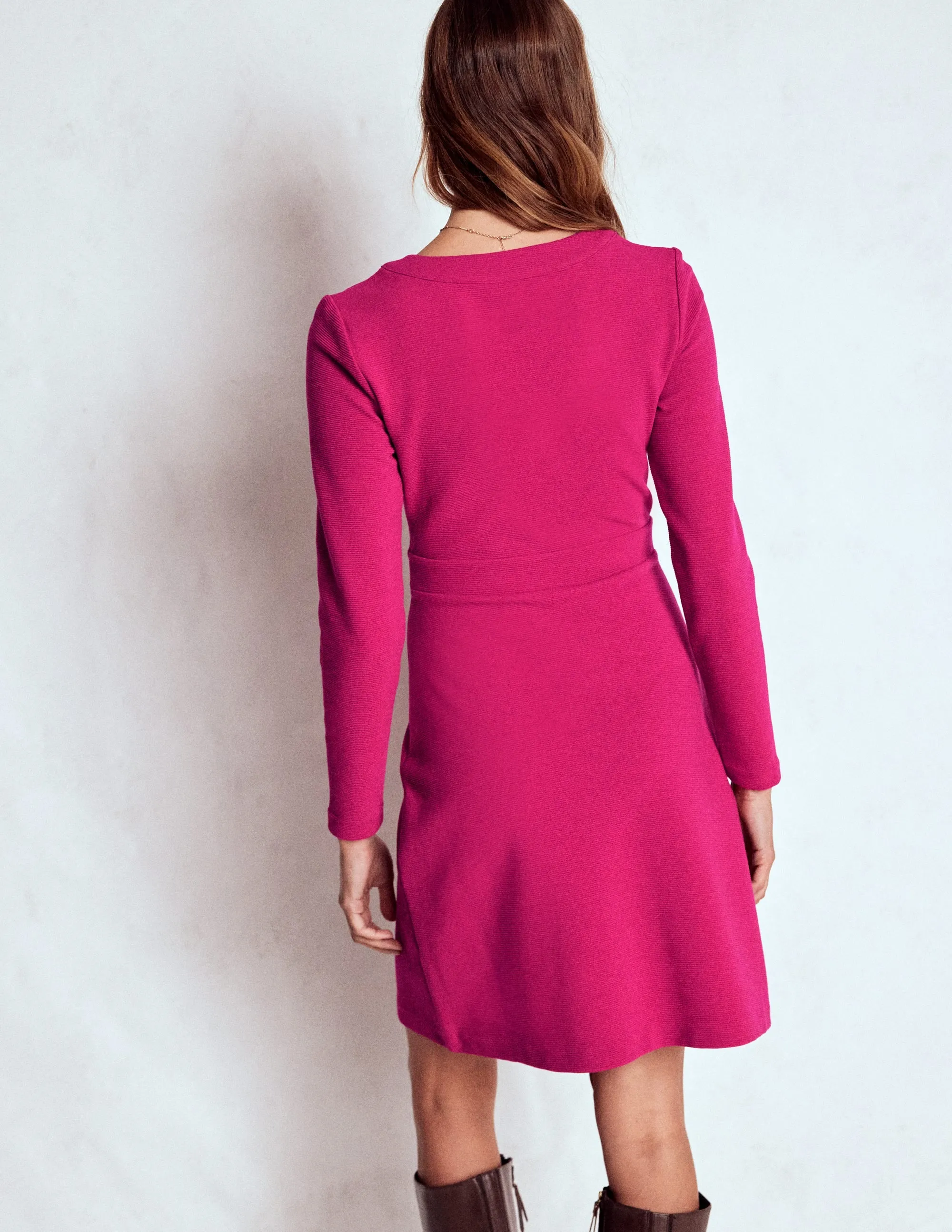 Easy Draping Lavinia Button Shift Dress-Vibrant Pink