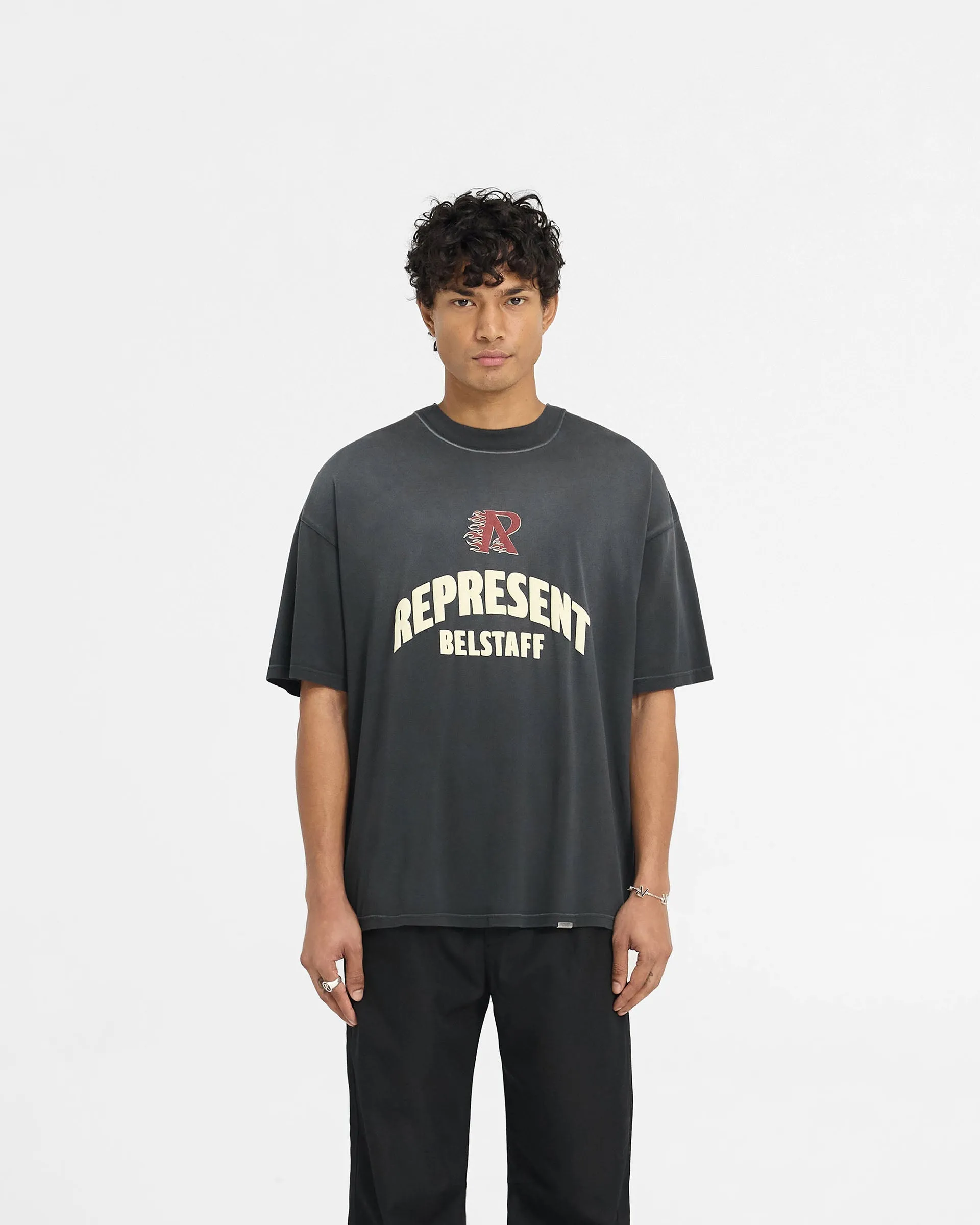 Represent X Belstaff Flame Phoenix T-Shirt - Shadow Garment Dyed Finish Moisture Wicking Technology
