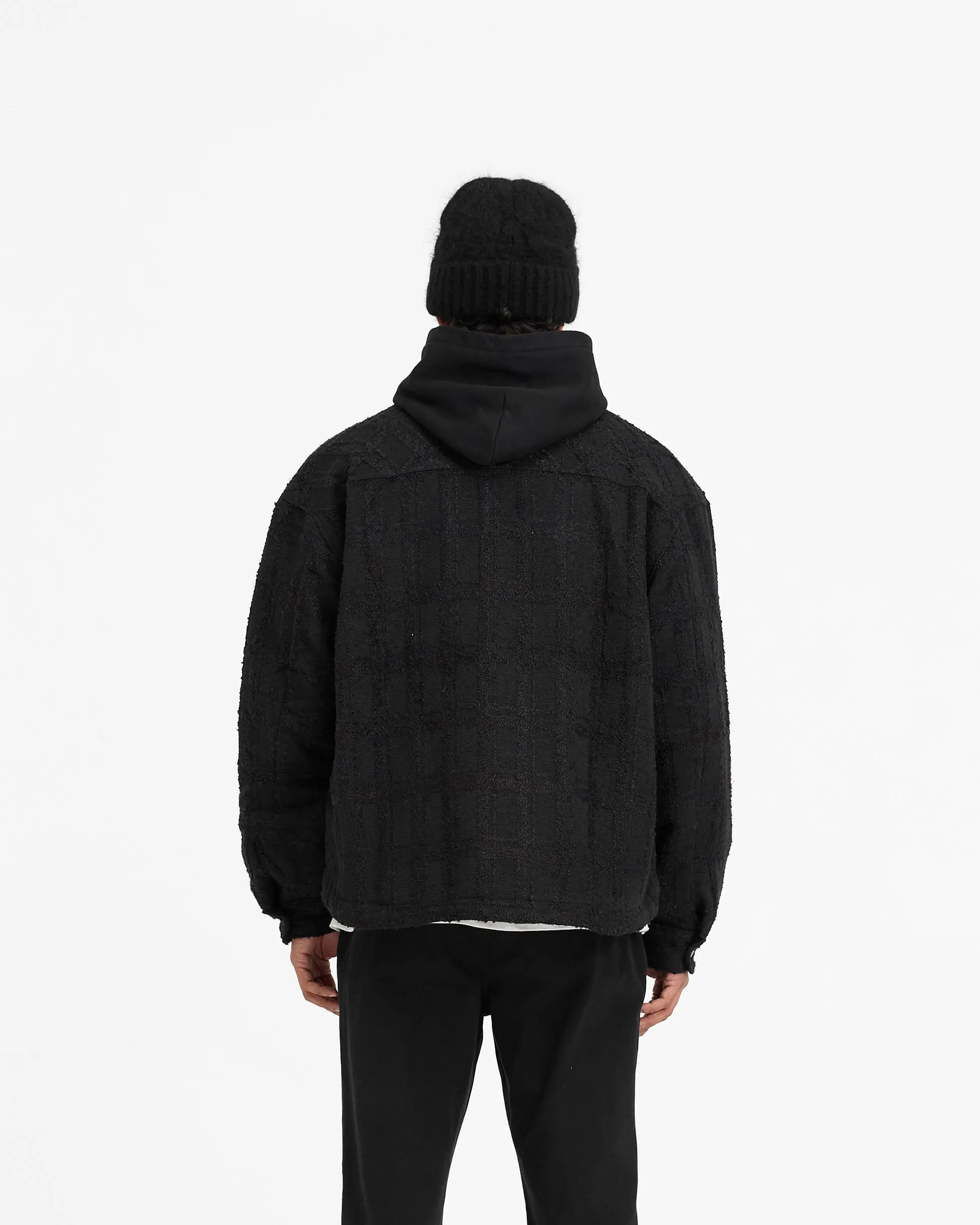 Sophisticated Look Smooth zipper closure Wadded Overshirt - Black