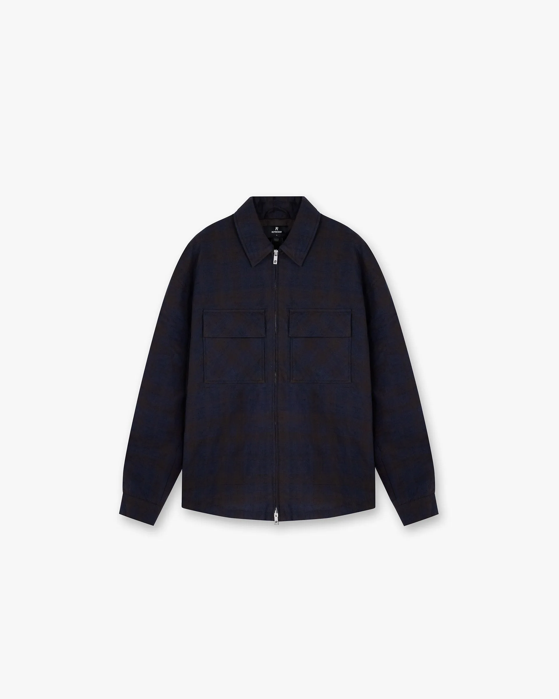 Wrinkle Resistant Finish High-End Fashion Wadded Zip Overshirt - Midnight Navy