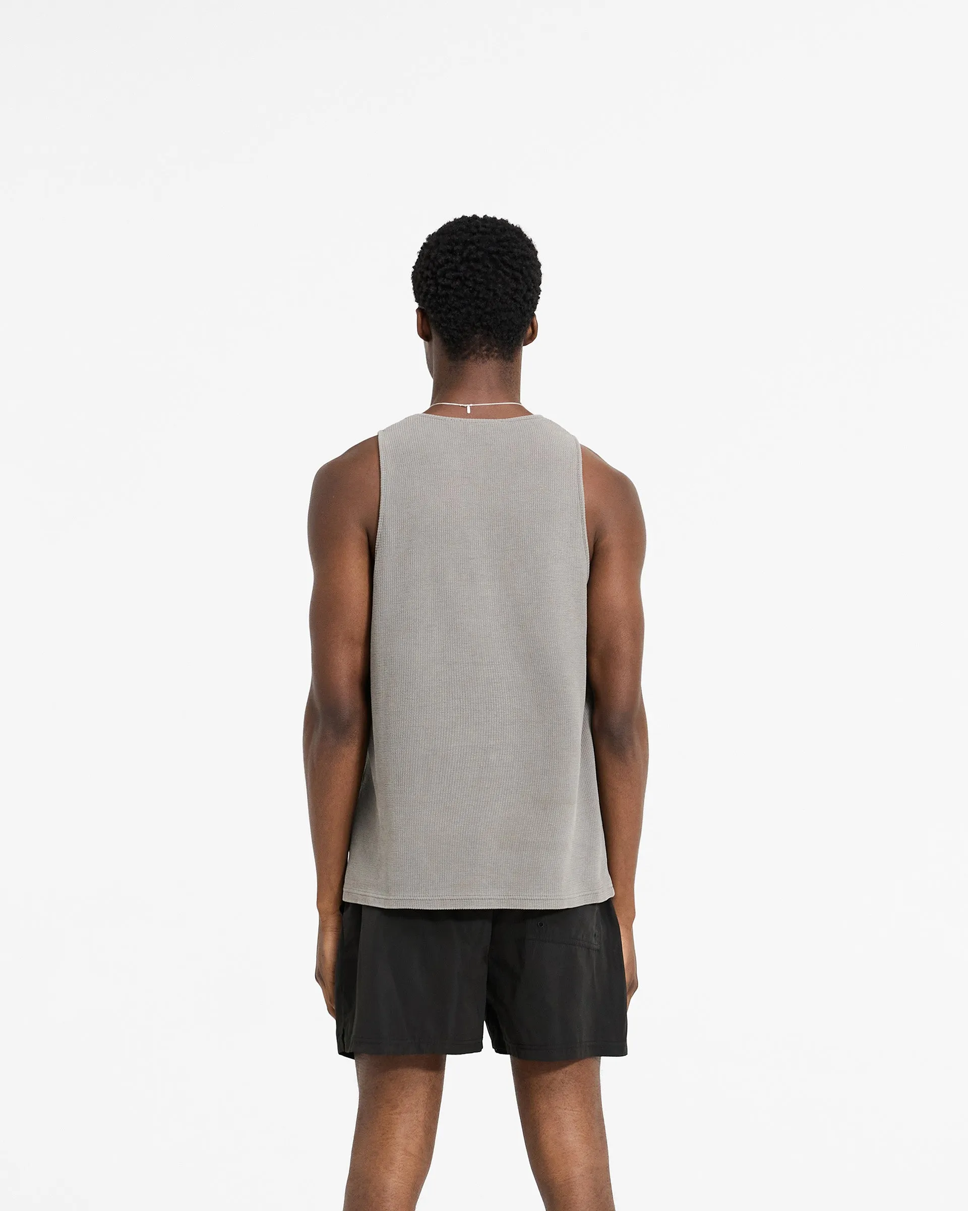 Double Stitched Hem Breathable mesh Waffle Vest - Ultimate Grey