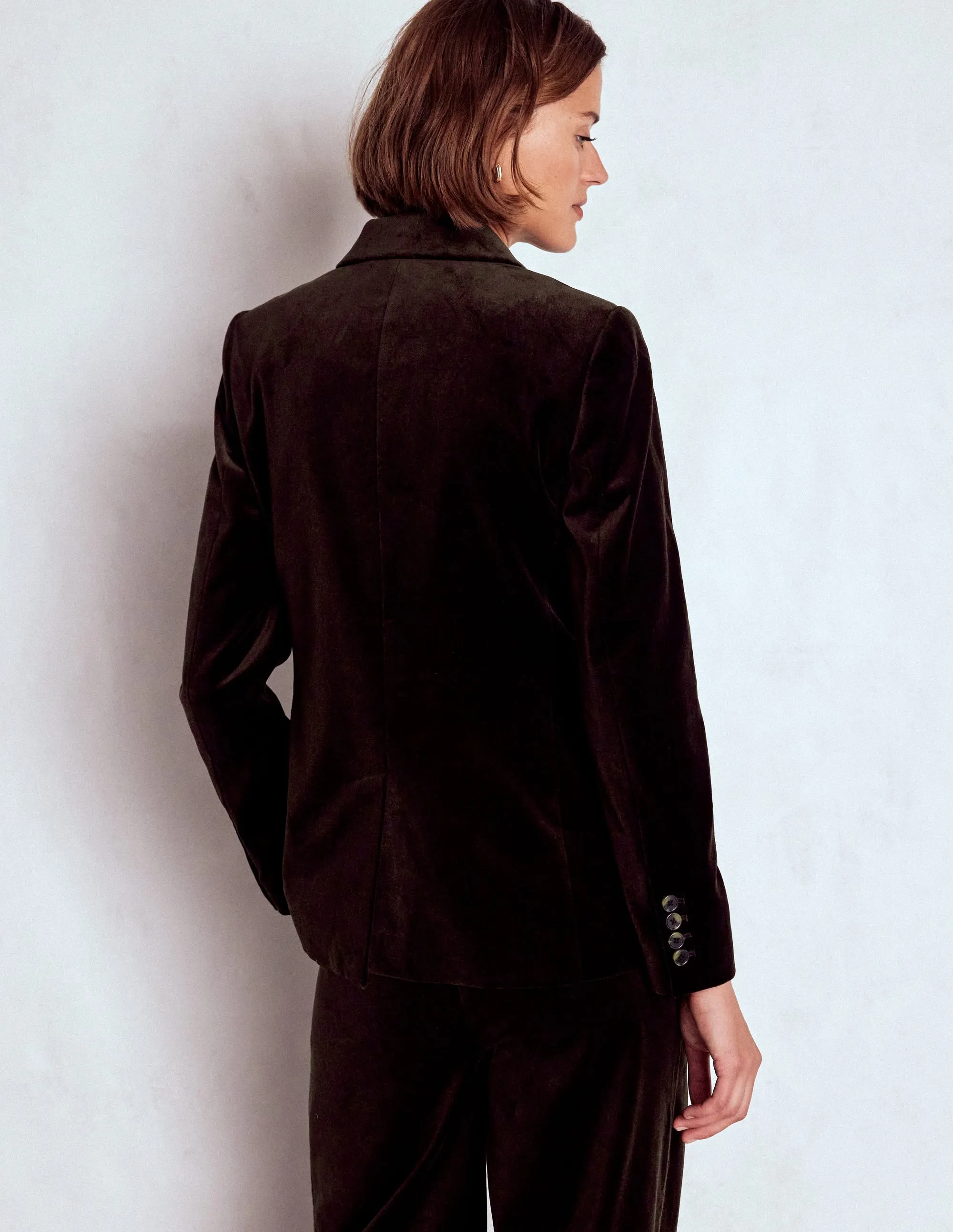 Stamford Velvet Blazer-Espresso Convertible Cuff System Magnetic Closure Option