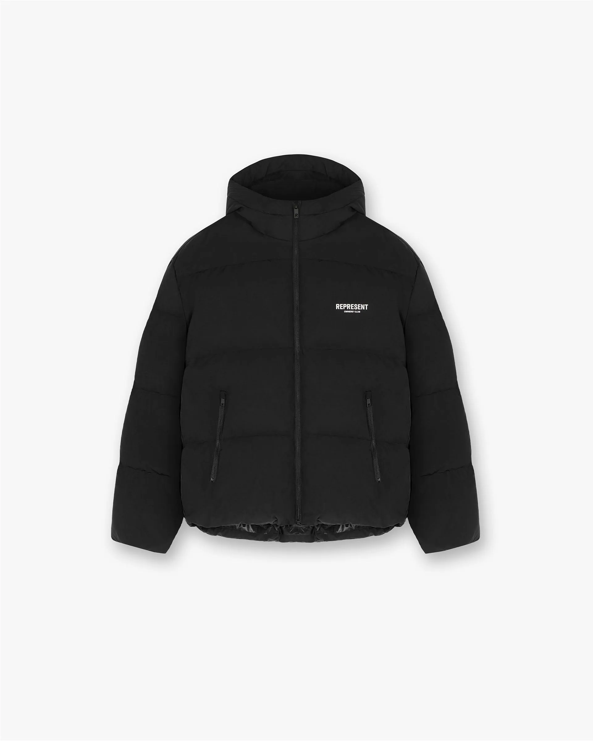 Represent Owners Club Hooded Puffer Jacket - Black Stylish Daily Fit