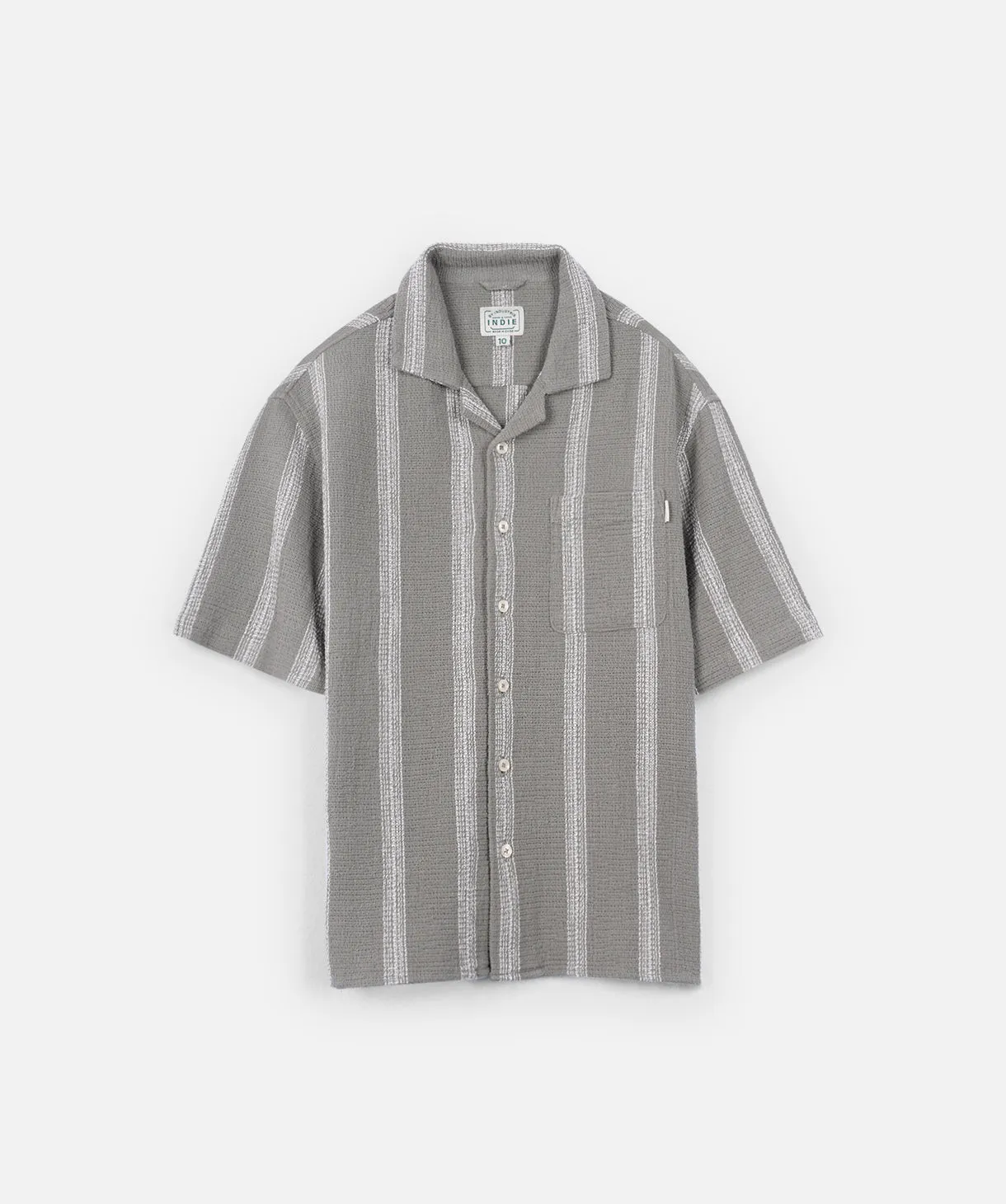 Lightweight texture The Cefalu S/s Shirt - Olive/White