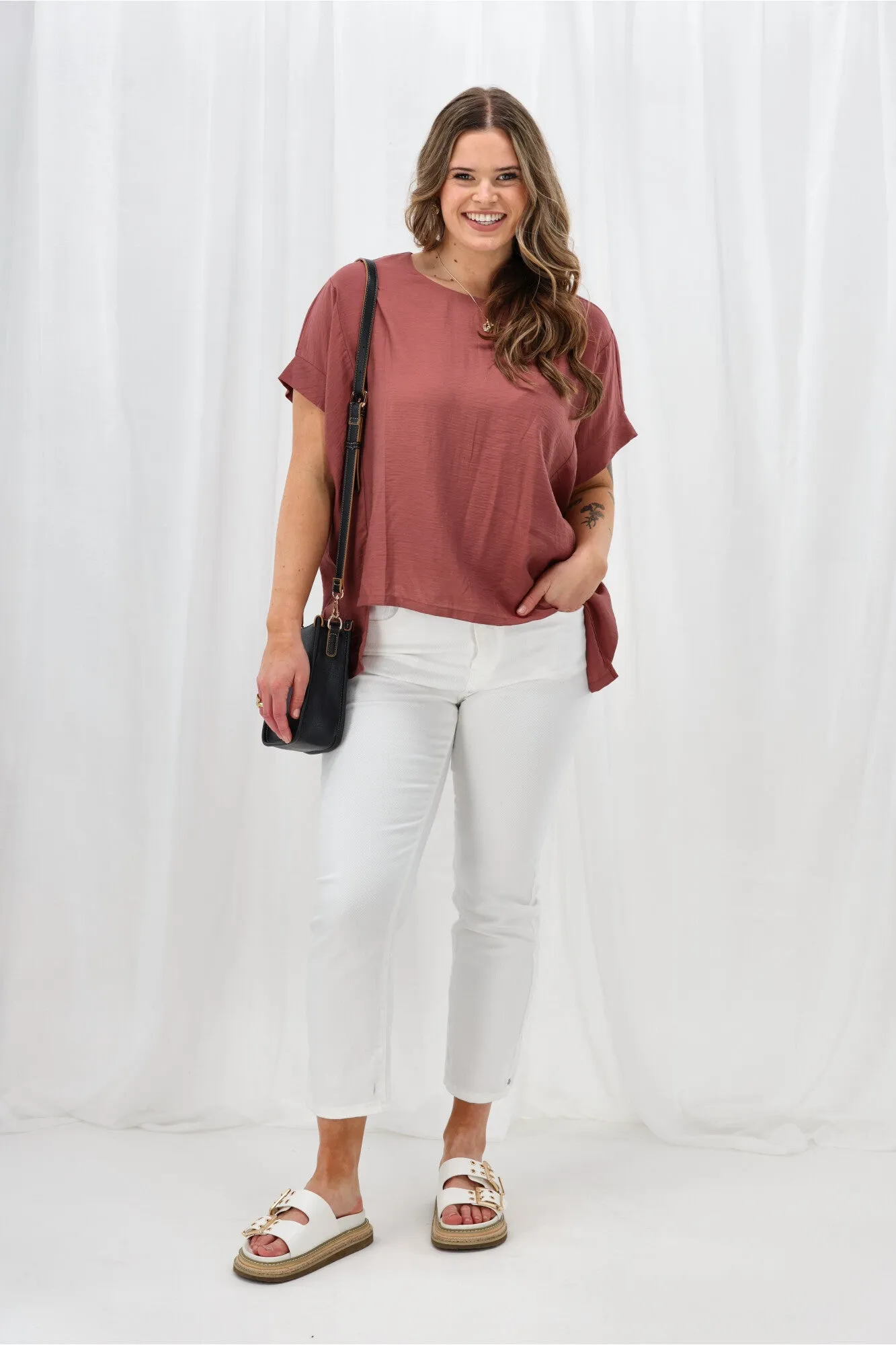 Shine On Label Kensington Top Chocolate LightweightLayeredFabric