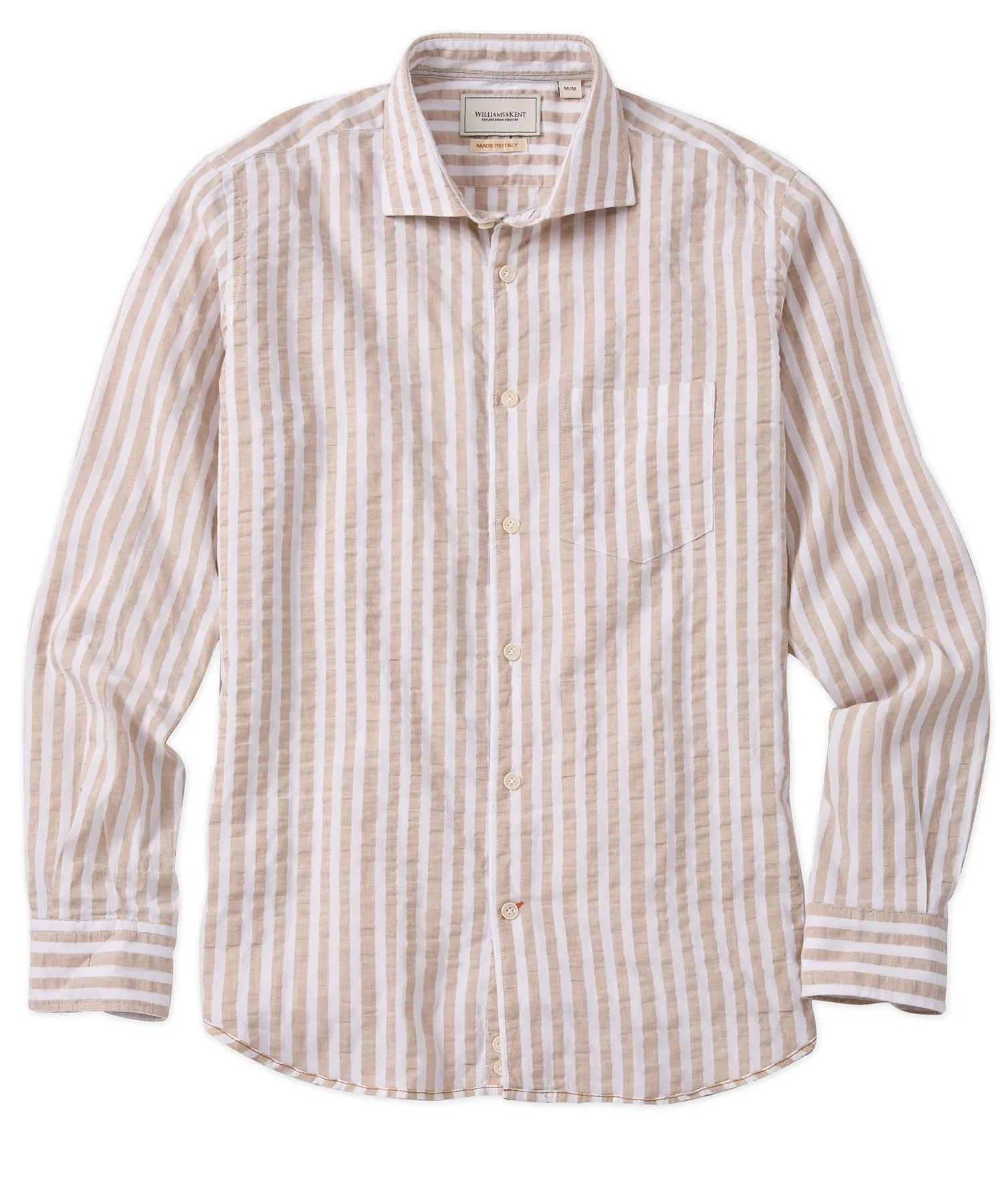 Wide Bengal Stripe Seersucker Sport Shirt Friends Meetup Chilly Day Wear