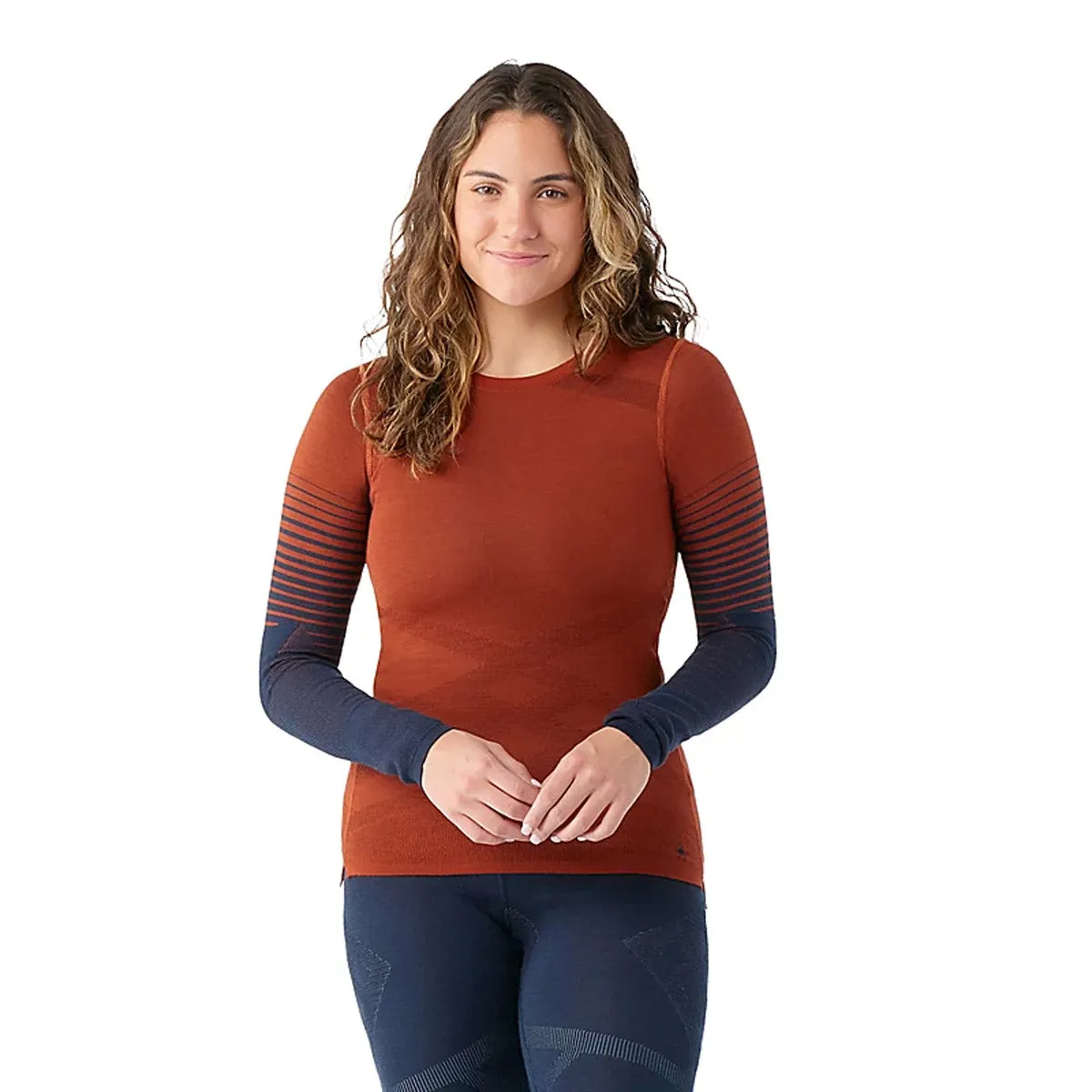 Layered Hem Reinforcement Women's Intraknit Thermal Merino Base Layer Pattern Crew