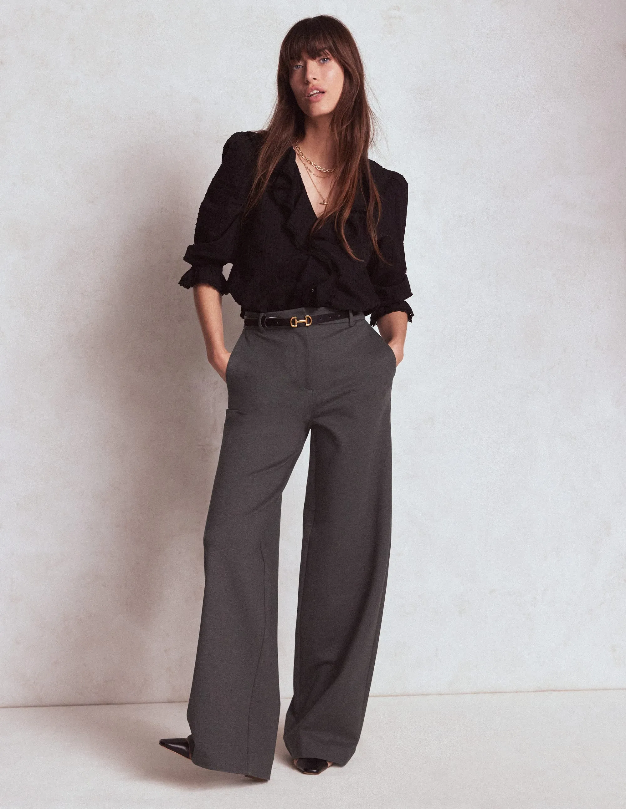Casual Wearable Quick Drying Belgravia Ponte Trousers-Charcoal Grey