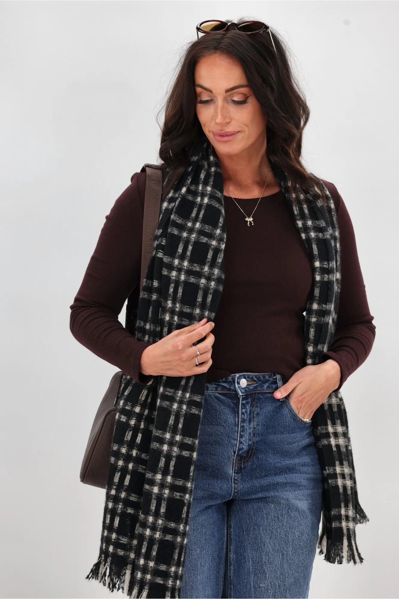 Shine On Essential Rib Long Sleeve Chocolate Non Irritating Seam Finish TaglessLabel