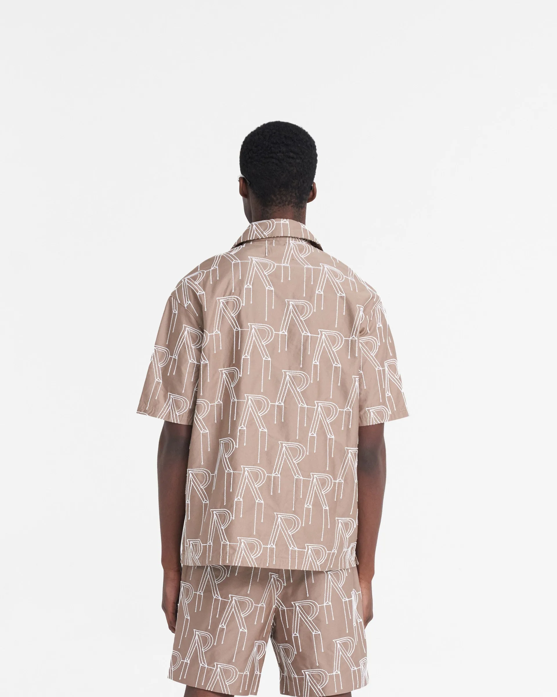 Gift Idea Embroidered Initial Overshirt - Washed Taupe