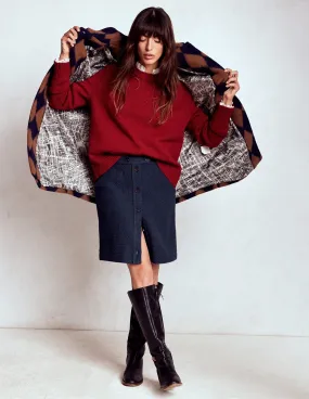 Cecelia Textured Skirt-Navy Wrap Closure