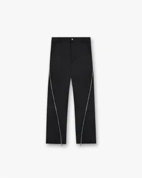 Athletic Fit Breathable Stretch Zip Panel Pant - Jet Black